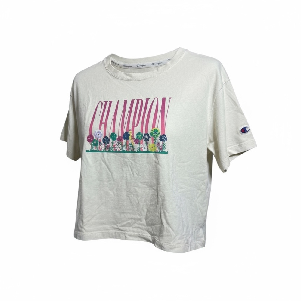 Champion Women’s Cropped Cream Floral Graphic Tee